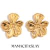 MamacitaSlay Elegant Stainless Steel Flower Stud Earrings Party 2026 Trend Luxury Hight Quality Waterproof Jewelry Women's Gift