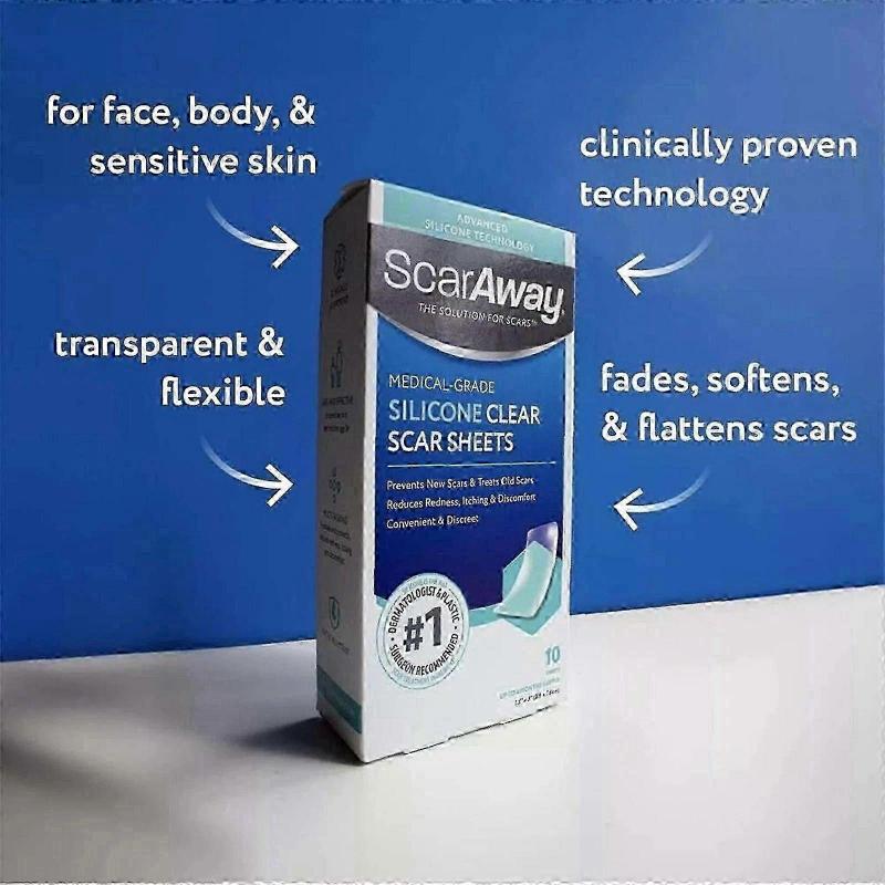 Scar Away Medical-Grade Clear Silicone Scar Sheets 6 Sheets & 10 Sheets
