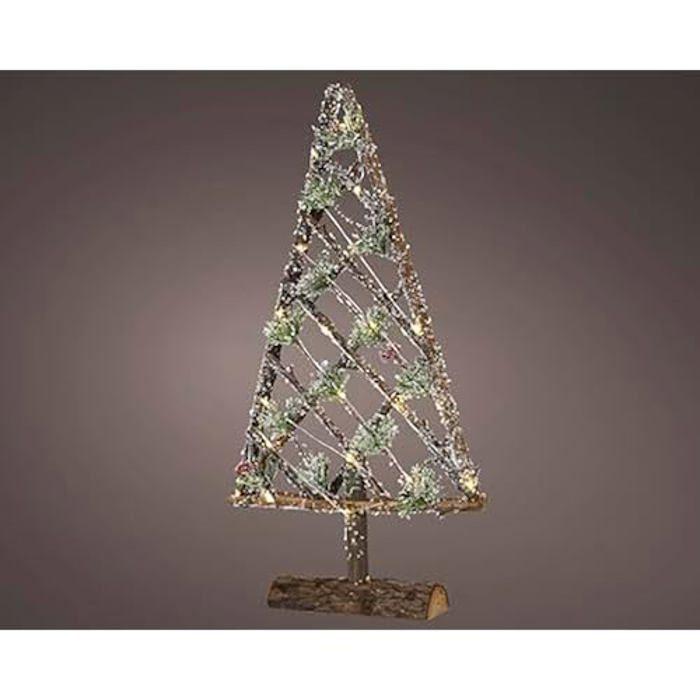 Décoration - KAEMINGK - Micro LED en Bois - 49 cm - Naturel - Blanc Chaud - Noël