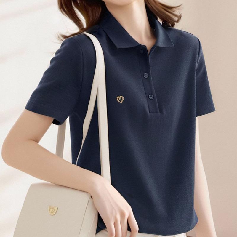 Short-sleeved Polo Collar Shirt Women's Summer Loose Top Casual Shirt