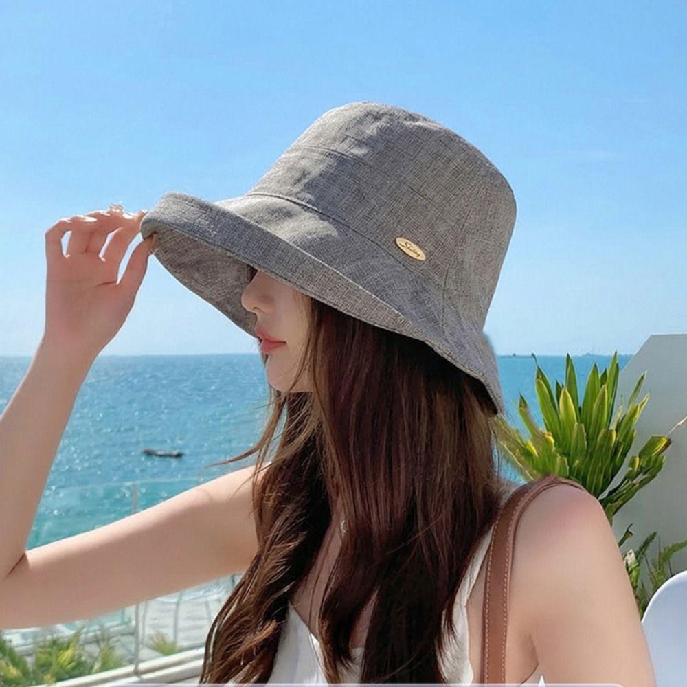 Wide Brim Women Fisherman Hat Rolled Edge Basin Hat Casual Bucket Hat Girl