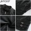 BITCED Women's Studded Leather Jacket Spring/Autumn Long-Sleeved Stand-Collar Fashion Jacket