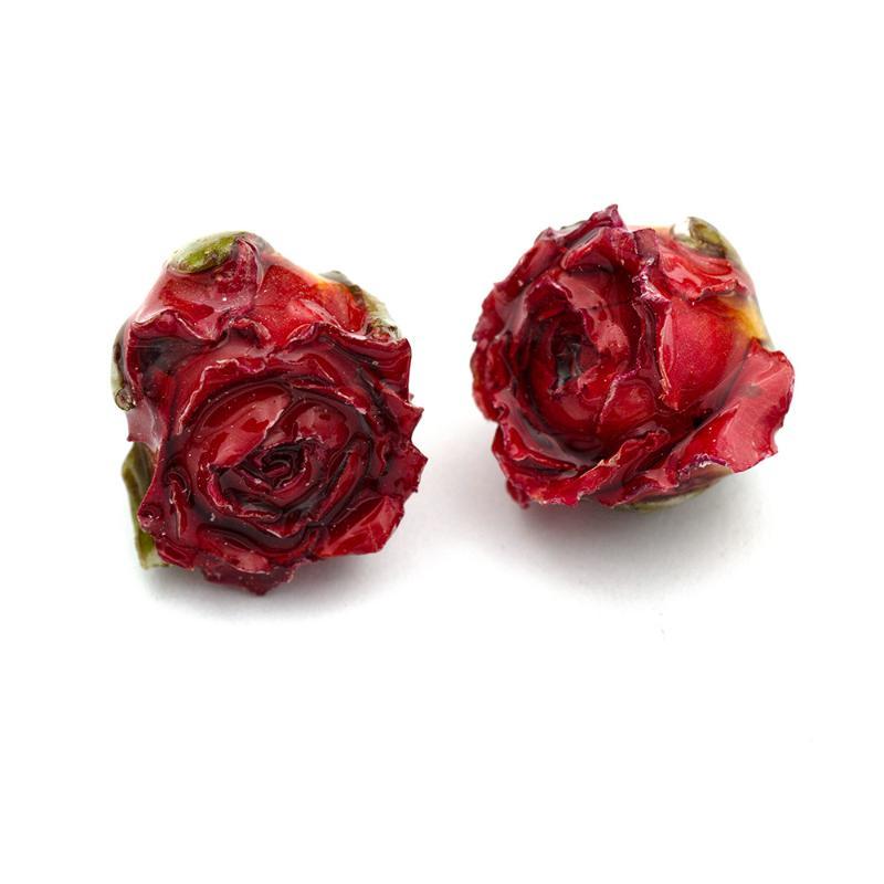 2 Pcs Real Rose Charms Set Rustic Natural Jewelry Making Material for DIY Earrings Boho Style Jewelry Crafting