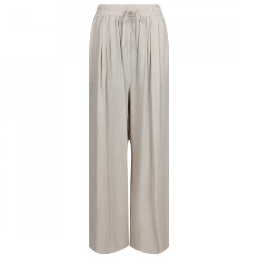 Shop Women Waist Band Summer Cool Linen Pleated Wide Pants Beige Pic Wpt 21324