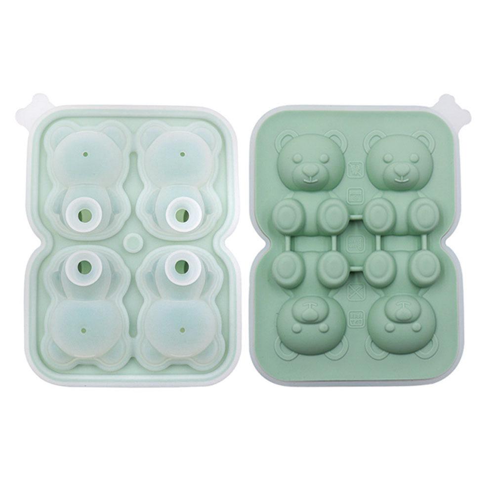 Silicone World DIY 4/2 Cute Bears Shape Ice Cube Silicone Mold Ice Grid Home Kitchen Ice Cream Molds Ice Ball Ice Making Box