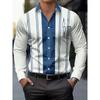 Hawaiian Men's Shirt Blue Striped Printed Shirt Fashion Summer Beach Shirt Clothing Flap Collar Men's Clothing