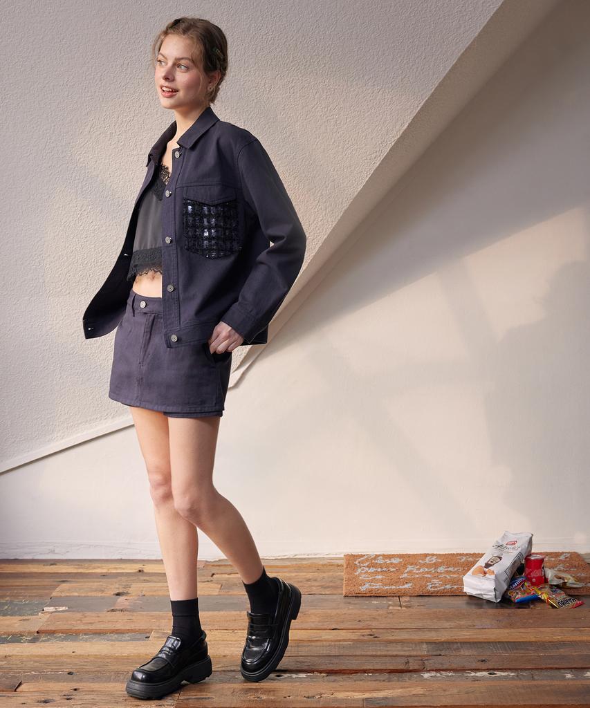 Lapineatteullie Low-Rise Twill Skirt Pants Navy