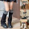 Women Colorblock Knit Foot Cover Socks Gothic Flared Baggy Leg Warmer Streetwear