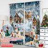 2D Flat Printing 2pcs Christmas Drapes Snowmen and Trees6 Machine Washable Fabric Without Electricity Spring Party & Holiday