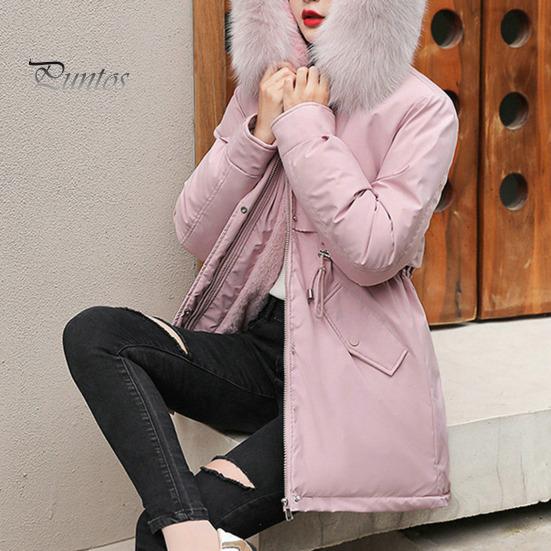 Hooded Women Coat Winter Jacket with Faux Fur Collar Soft Fabric Warm Fashionable Zipper Closure for Autumn Versatile