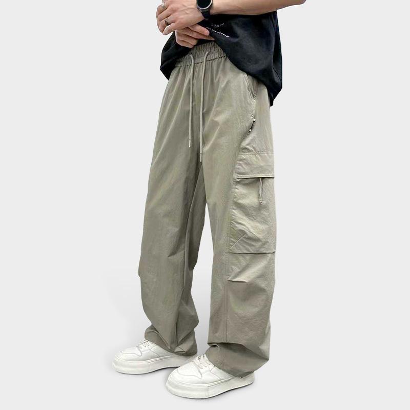 Men's Drawstring Waist Cargo Pants Casual Pocket Detail Loose Fit Streetwear Bottoms
