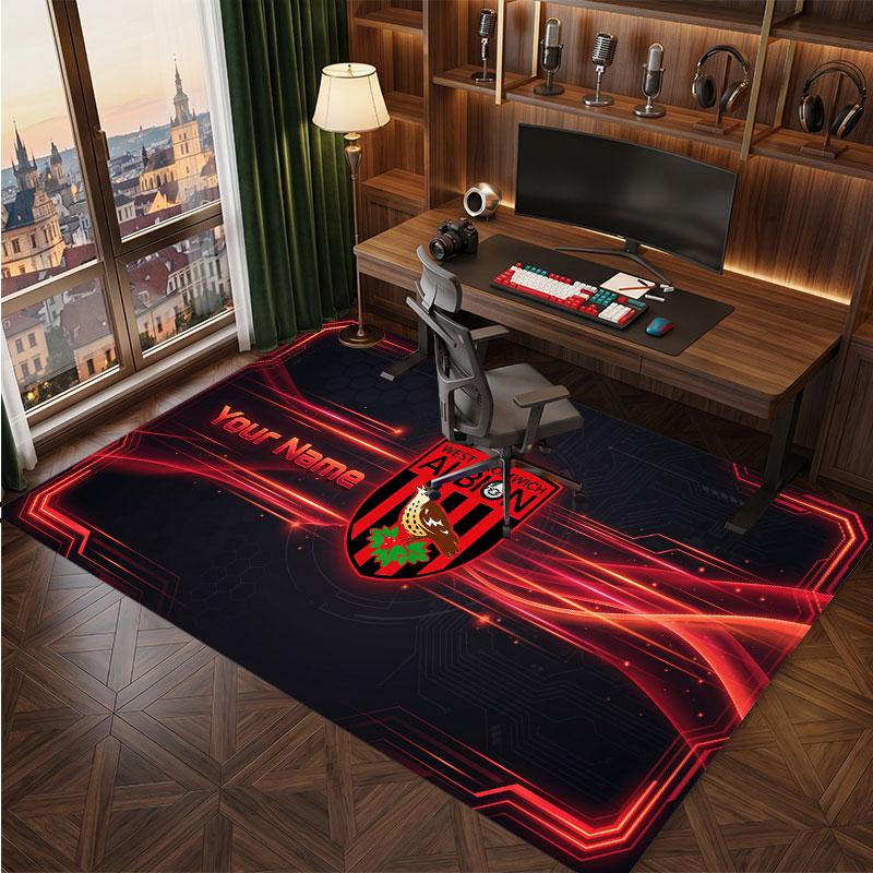 West Bromwich Albion Custom Crystal Velvet Rug, Personalized Name Text Print, Football Logo Soft Non‑Slip Floor Mat Home Decor Gift