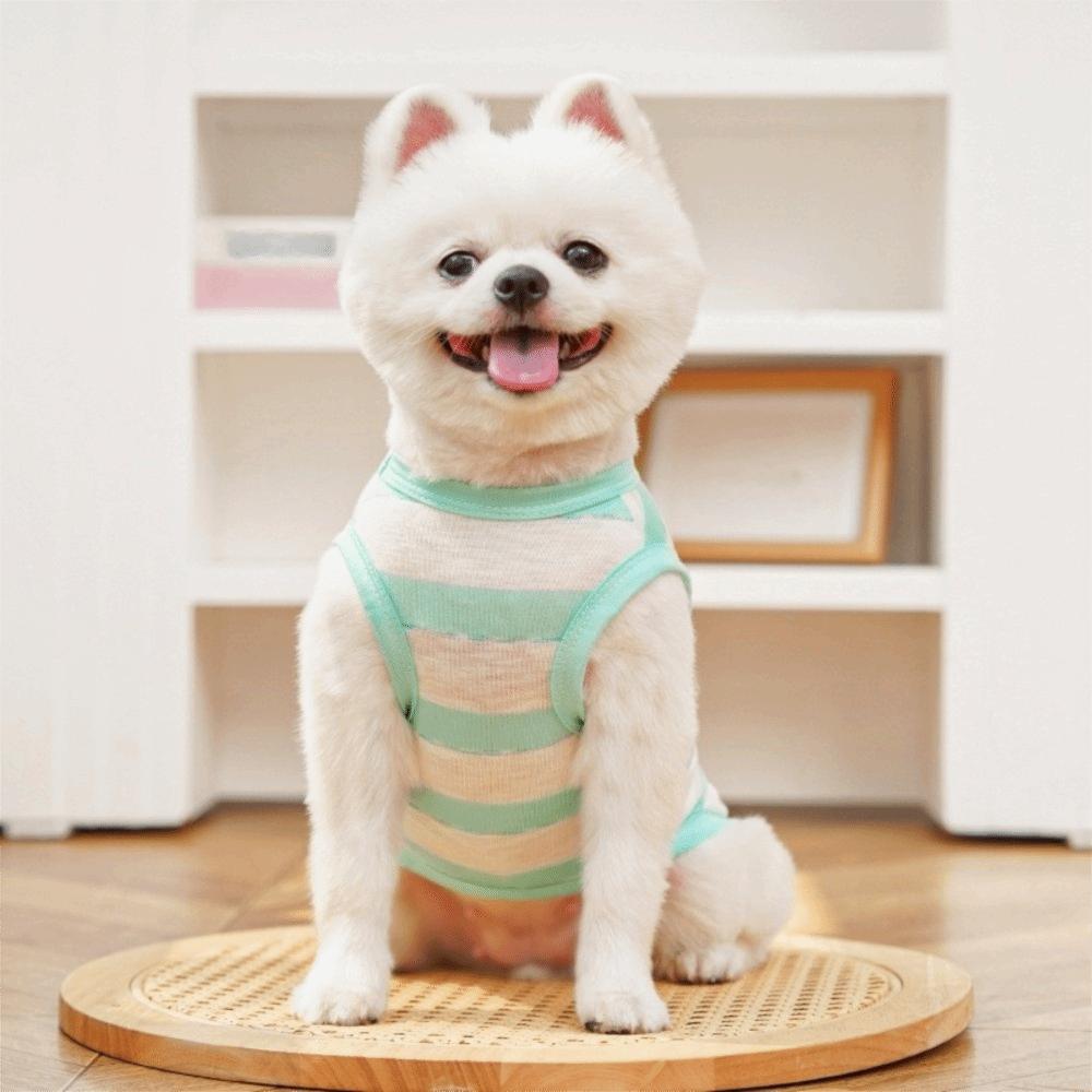 Striped Cat Sunscreen Vest Breathable Dog Summer Clothes Dog Traction Suit Indoor Outdoor