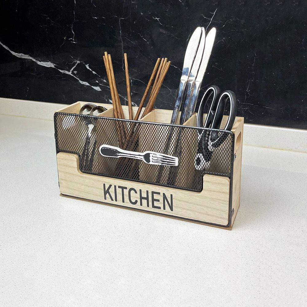 Scatola porta coltelli e forchette in legno stile europeo Scaffale per utensili da cucina Scatola porta coltelli, forchette, cucchiai e bacchette stile occidentale