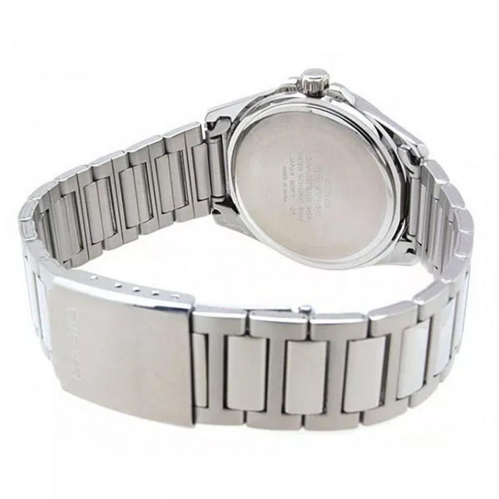 Casio Klassische analoge Edelstahl-Quarzuhr mit silbernem Zifferblatt MTP-1370D-7A2 für Herren