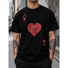 Herren Grafik T-Shirt Pik-Ass Kurzarm Rundhals T-Shirt Vintage Spielkarten Druck Lässiges Streetwear Weiches Baumwoll Top
