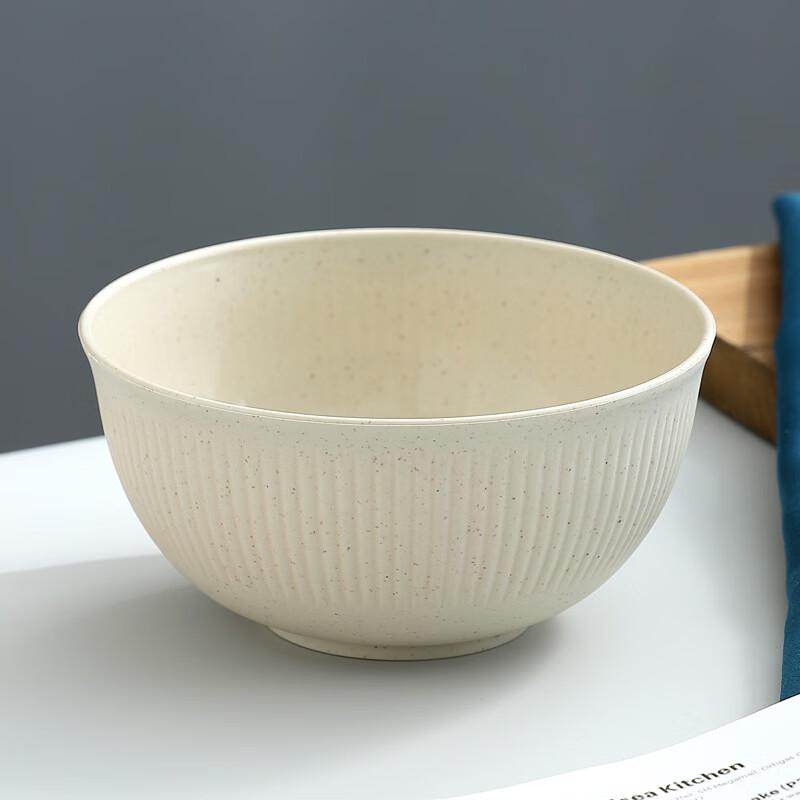 ZISIZ Wheat Straw Striped Salad Bowls (Set of 6)