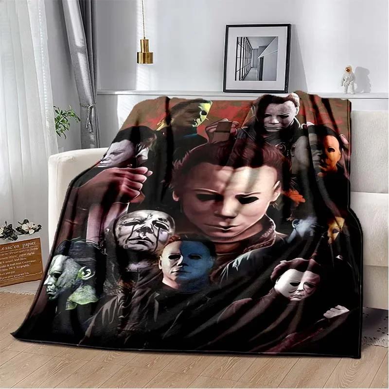 Horror movie character M-Michael Myers Halloween Home Bed Blanket Comfortable Portable Bedroom Sofa Picnic Blanket Gift