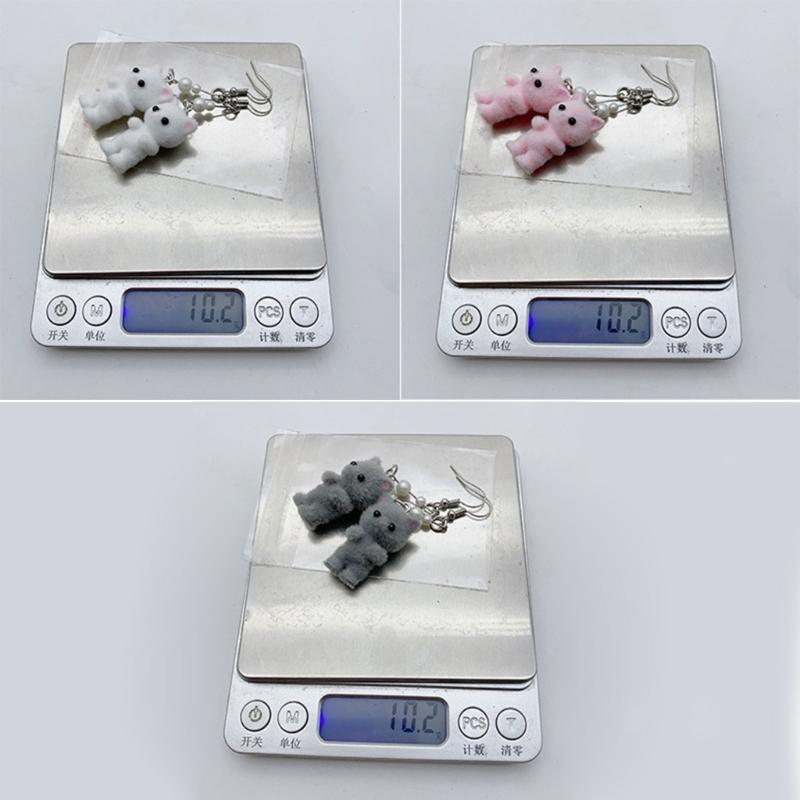 Unique Flocking Animal Earrings Cartoon Cats Shaped Ear Rings Ornament Women Girls Accessory Stylish Party Accessories