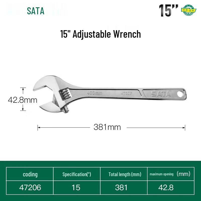 SATA Large Opening Adjustable Wrench