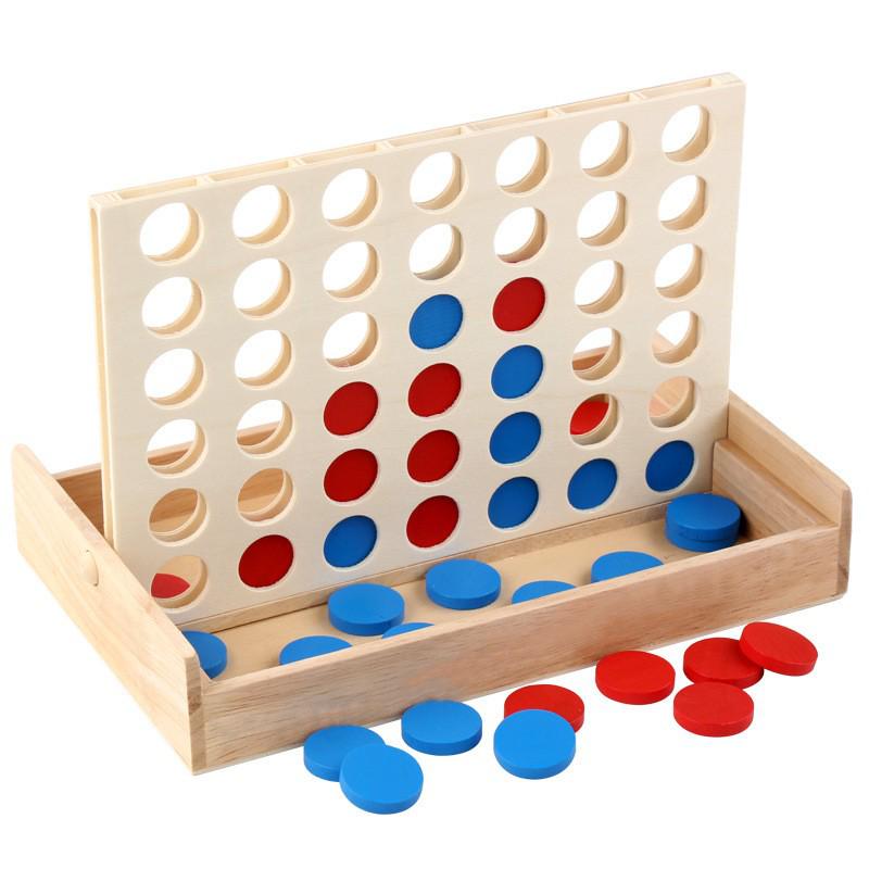 3D Wooden Four-in-a-Row Puzzle Toy for Young Children's Early Education, Hands-On and Brain-Teasing with Parent-Child Interaction