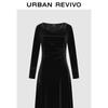 UR Women's Elegant Cowl Neck A-Line Long-Sleeve Dress