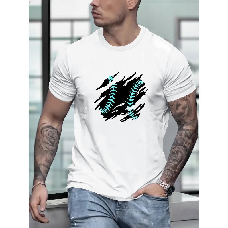 

Men s Versatile T-Shirt, High-End Fashion Casual Printed Short Sleeve Trendy Top , Round Neck 4XL білий
