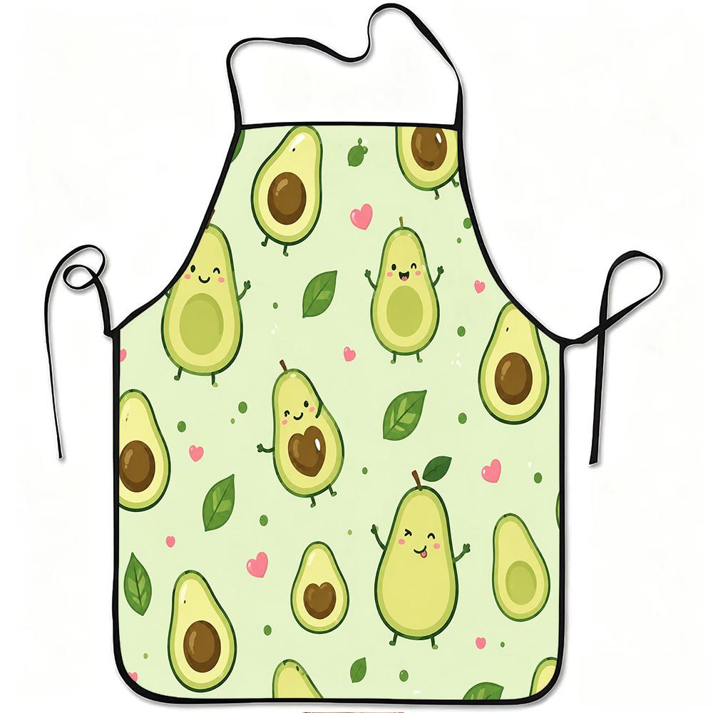 1pc Cute Avocado Print Apron with Adjustable Waistband & Avocado-Themed - Durable Easy-Clean Polyester Suitable for Cooking, Gardening, Orchard Pickin