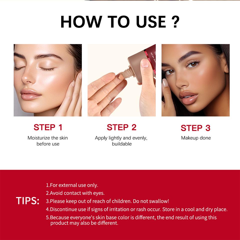 Lakerain Mattierende Foundation Basiscreme Langanhaltend Weichzeichner Matt Natürlicher Sitz Abdeckung Concealer Wasserdicht Gesichtsbasis Make-up