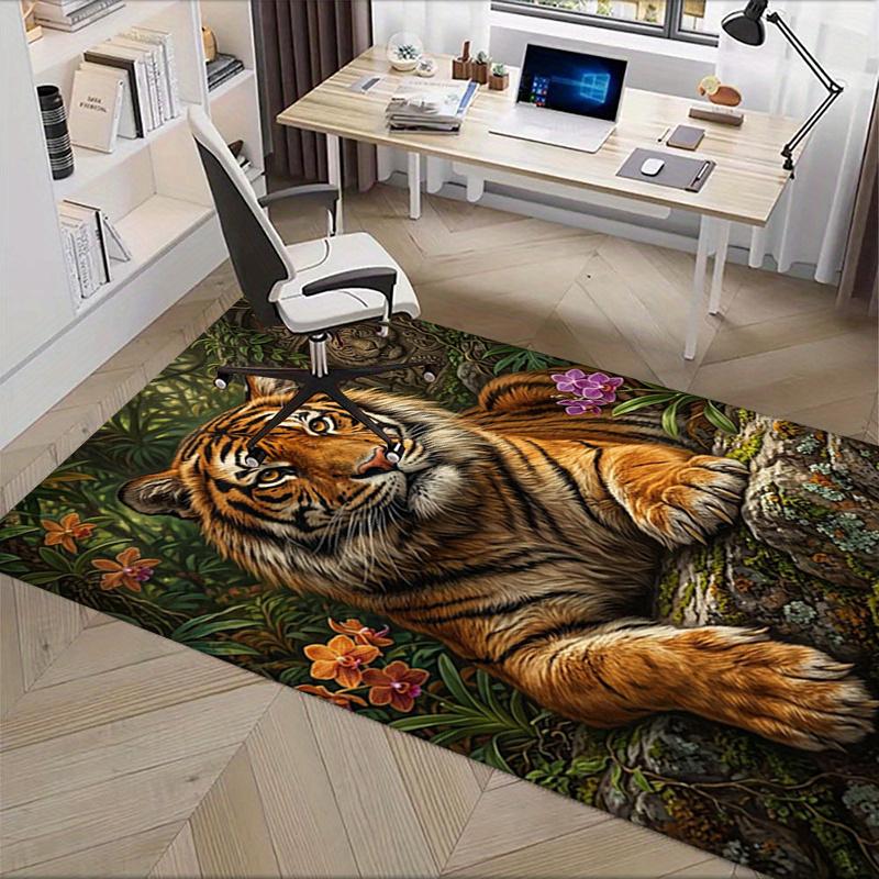Tiger Jungle Habitat Pattern Printed Chair Mat -Decorative Mats for Office Tables,Coffee Tables - Durable and Fashionable Carpet0331089