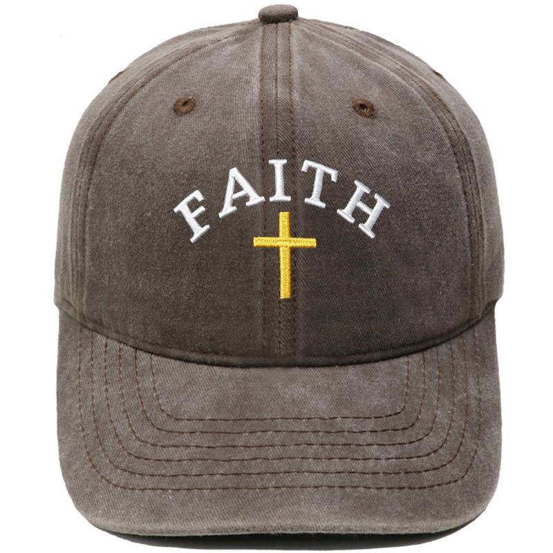Hot Sale FAITH Alphabet Embroidery Baseball Cap Washed Retro Daddy Hat Men's and Women's Casual Shade Daddy Hat