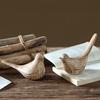 Natural Style Bird Table Decor Resin Ornaments, Retro Wood Color Figurine, Handmade Carved Artistic Sculptures Decorative Statue for Country Farmhouse