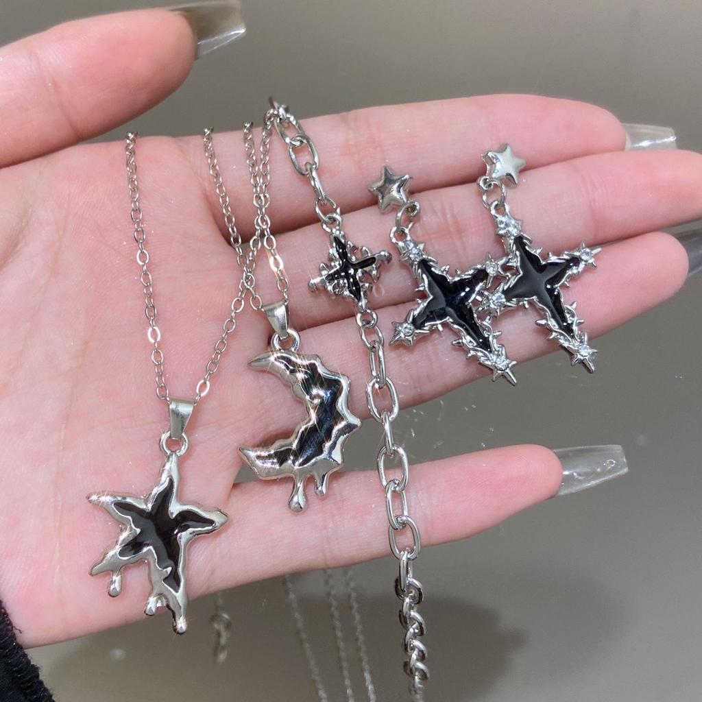 Liquid Lava Moon Star Pendant Necklace & Sweet Spicy Girl Earrings – European & American Style