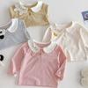 Girls Long Sleeve Cotton T-Shirt With Cartoon Ears Collar Striped Design Toddlers Kids
