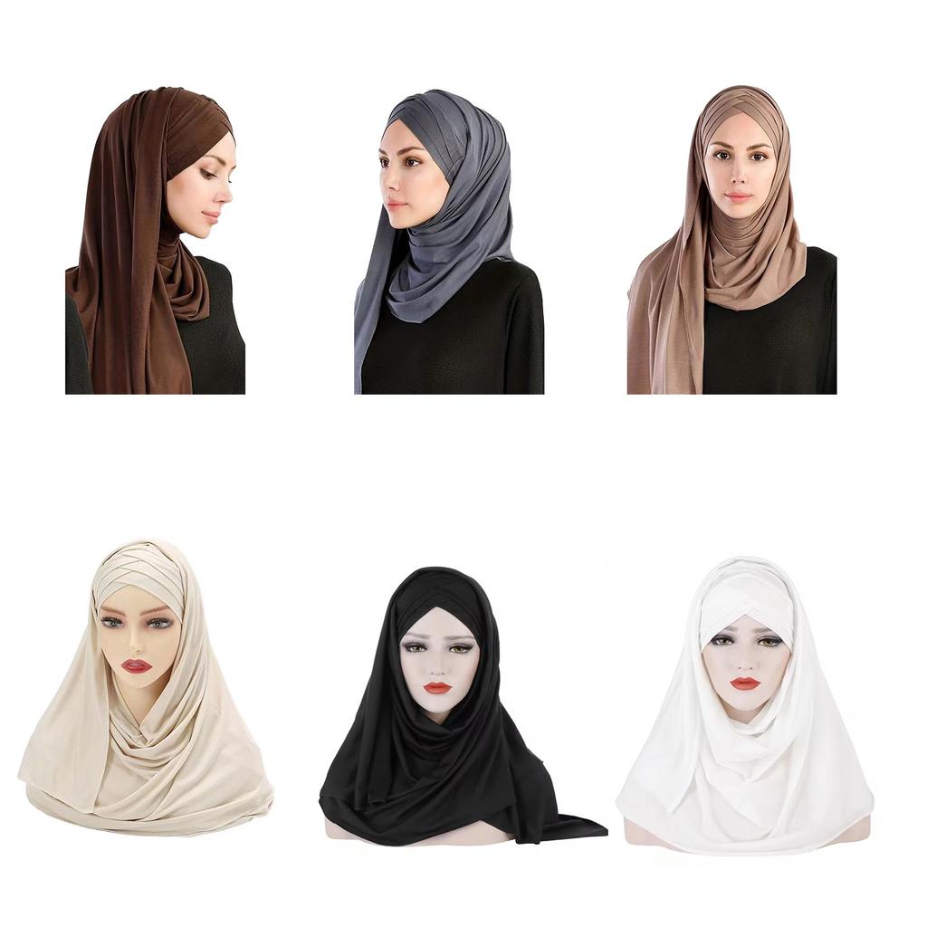 Religious Woman Middle East Headscarf Turbans Plain Color Arab Scarf Shawl Outdoor Headscarf for Woman Cycling Hiking
