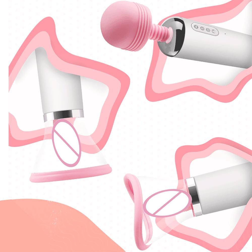 Tongue Licking 3 in 1 Nipple Clit Sucking Vibrators Heating Clitoris Stimulator Power Magic Wand AV Vibrator Adult Products Sex Toys for Women