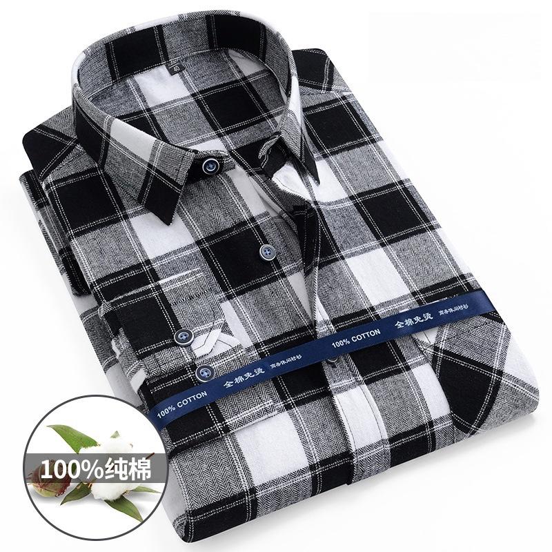 Oversize 10XL 11XL 100% Cotton Flannel Soft Regular-fit Long Sleeve Shirt Single Pocket Comfortable Casual Thick Plaid Shirts