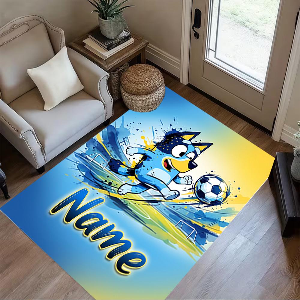 Bluey Sports Adventure Personalized Text Floor Mat Perfect for Decorate room Study room Balcony Playrooms Antislip Carpet Decorate Offices