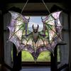 Acrylic Bat Catcher Decor Stained Glass Style Window Hanging Ornament Halloween Decor Waterproof Solvent Resistant Feather Free