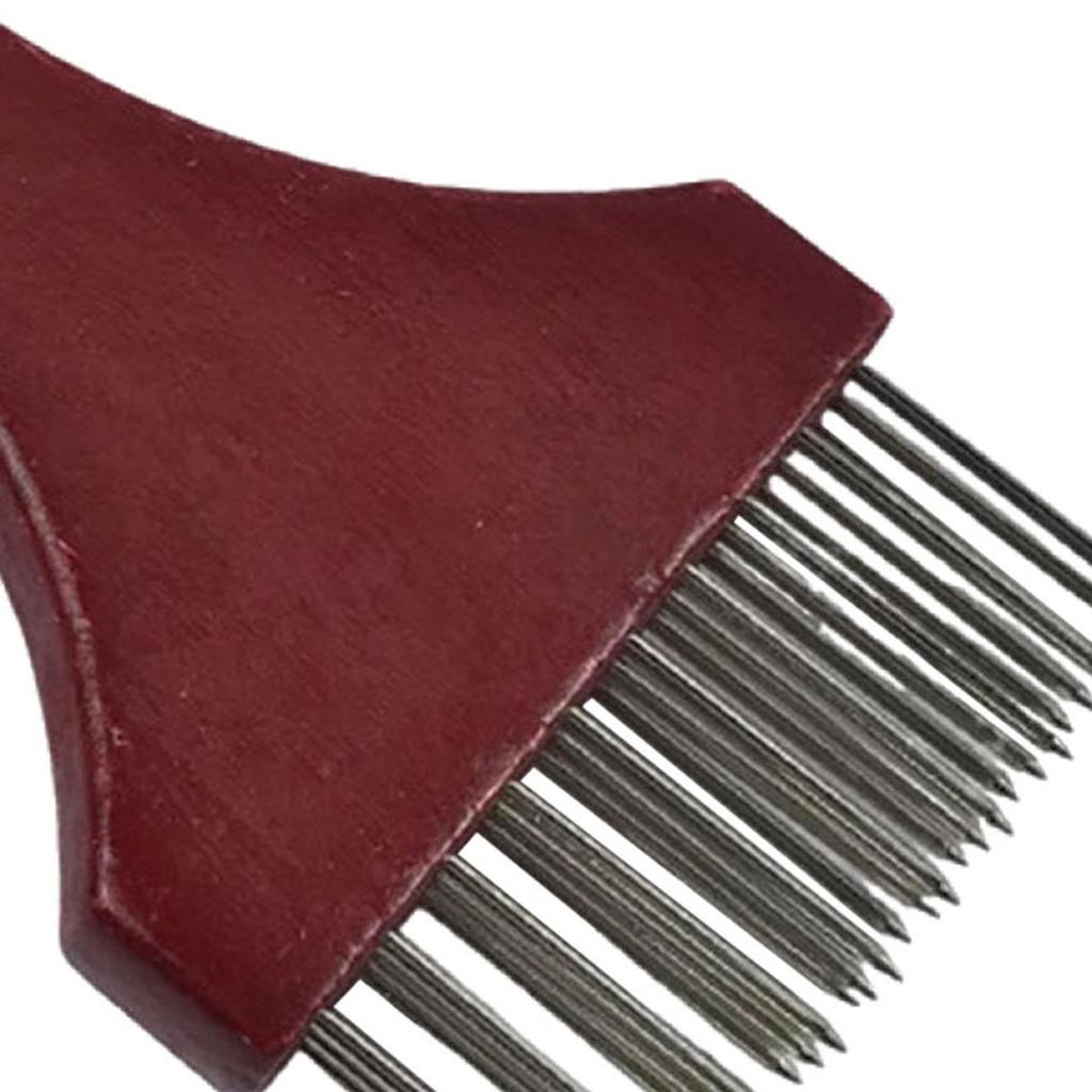 Practical Meat Tenderizer Tool with Stainless Steel Pin Wood Handle for Beef Chicken Steak Food Processing