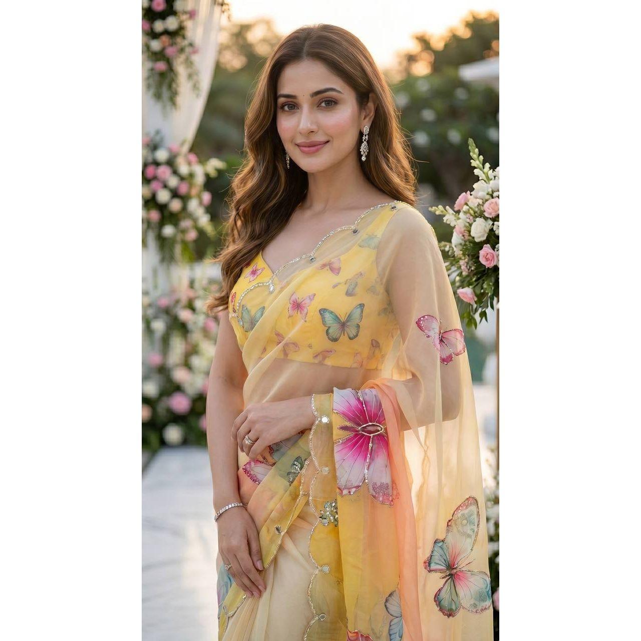 Newly launched trending butterfly designer saree