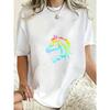 Übergroßes T-Shirt Schwarz Regenbogen Pferdeprint Freizeitkleidung für Damen Fashion Statement Streetwear-Stil Alltagsoutfit Sommer-Look Trendiges Grafik-Tee