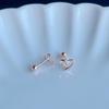 Earrings Compatible with Metal Allergies Silver Silver925 Heart Gold Pink Gold 18K Coating Screw Screw Type Hard To Catch (Pink Gold (screw Type))