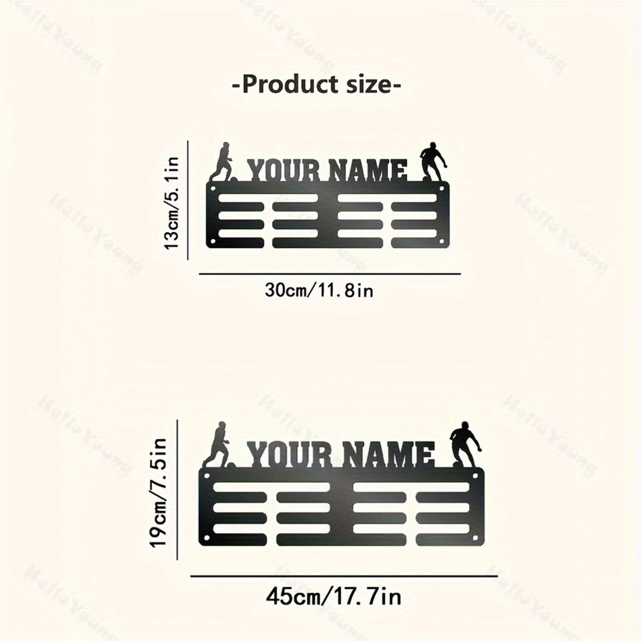 

Персонализированное металлическое настенное искусство, подвеска для медалей с футбольным мячом и индивидуальным именем, домашний спортивный декор M чёрный