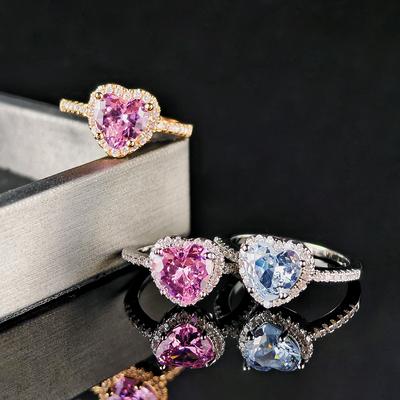 2024 Heart Shape Pink Silver Color Cute Fashion Promise Ring for Women Girl Party Gift Finger Free Shipping Items Korean R1707