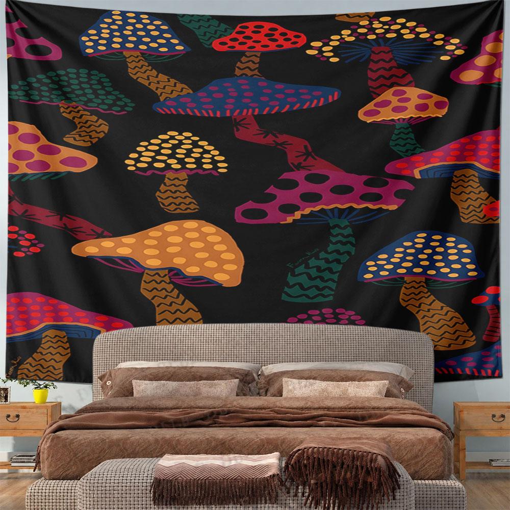 Colorful Psychedelic Mushroom Pattern Pattern Wall Hanging Tapestry Decorative Tapestry Home Decor for Bedroom and Living Room