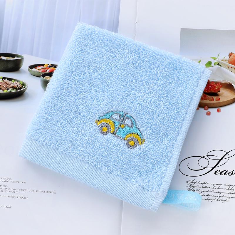 Cartoon Embroidered Pure Cotton Baby Face Towel, 25x25cm