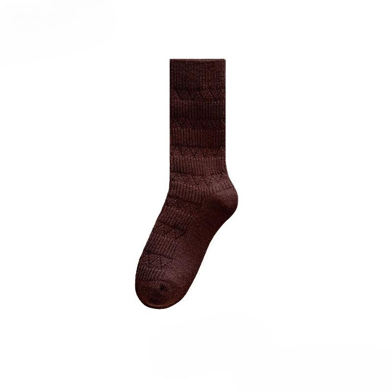 

Sock-style Winter and Autumn Retro Open Diamond-patterned Layered Mid-calf Knitted Boot Socks with Warmth Retention. 1 pair кавовий