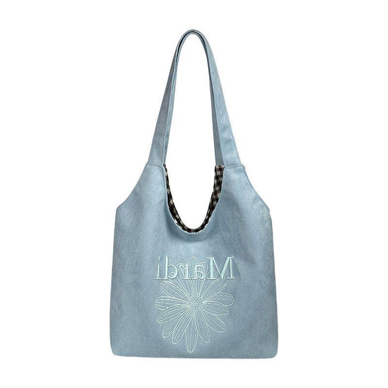 Tote Bag with Large Capacity, Single-shoulder Bag, Suede Fabric, for Commuting and Casual Wear.