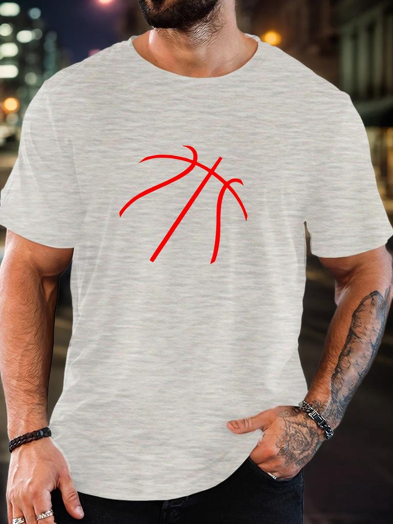 Men's basketball pattern summer casual crew neck short T-shirt